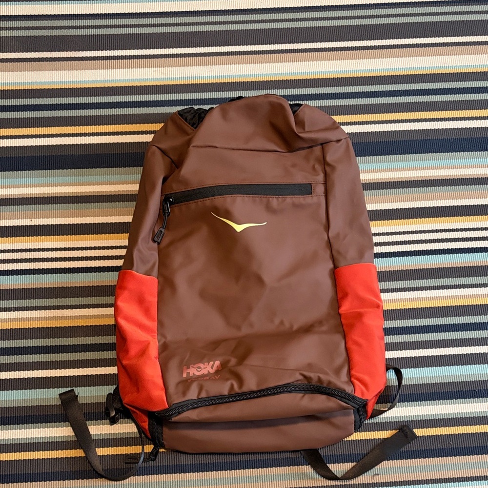 Hoka Brown and Red Backpack